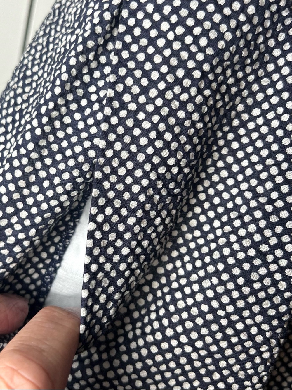 J CREW Strapless Dress Polka Dot Black White Sun Seersucker Empire Knee Length - Picture 7 of 11